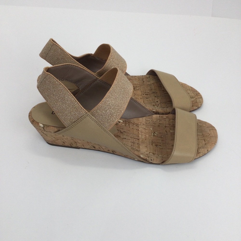 Donald J Pliner Elsie Leather Metallic Wedge Sandals womens size 7.5